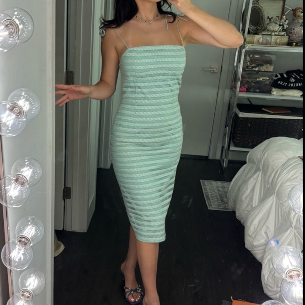 Vntg Betsy Johnson Baby Blue striped Dress Size 6